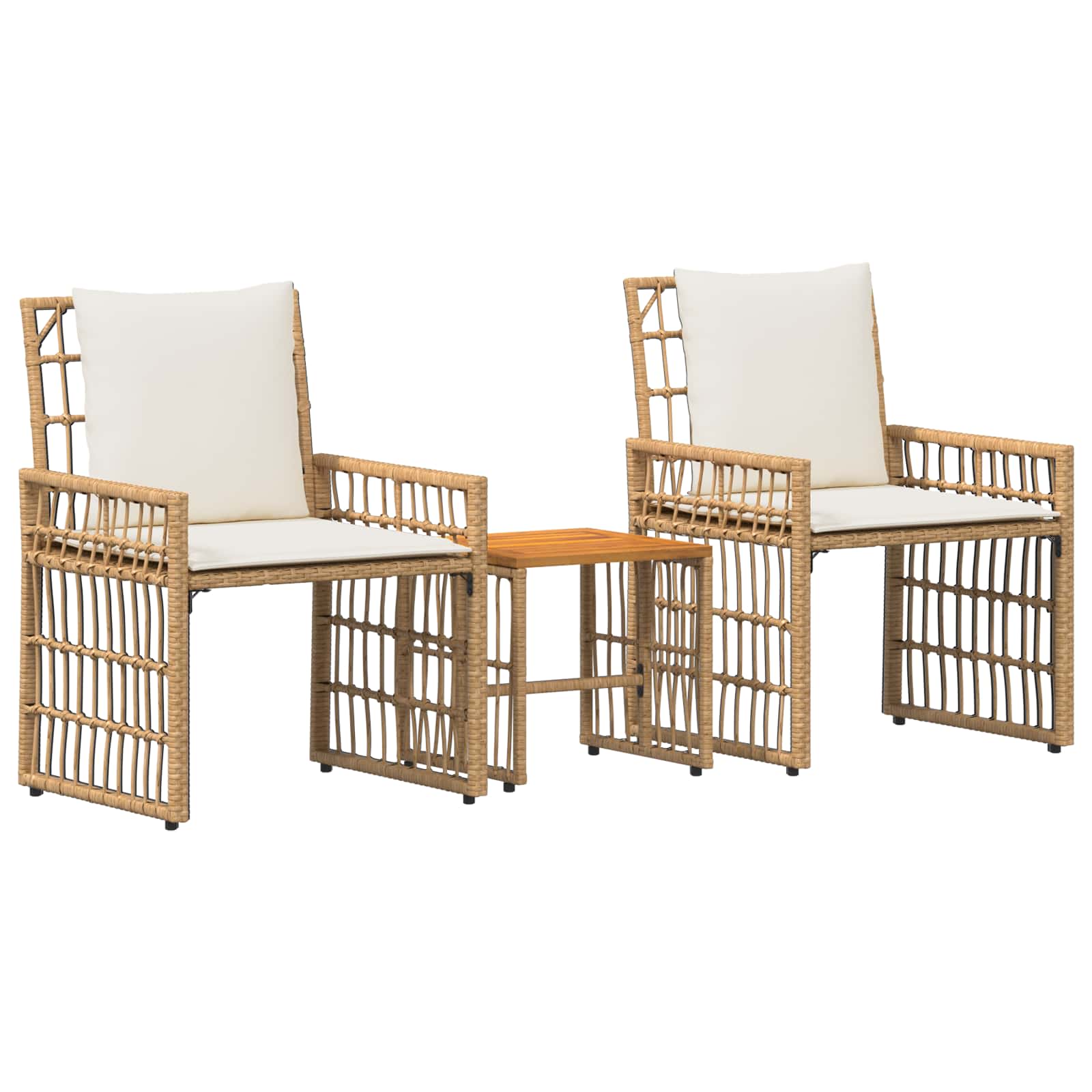 Juego de muebles de exterior 3 pcs Natural y Crema