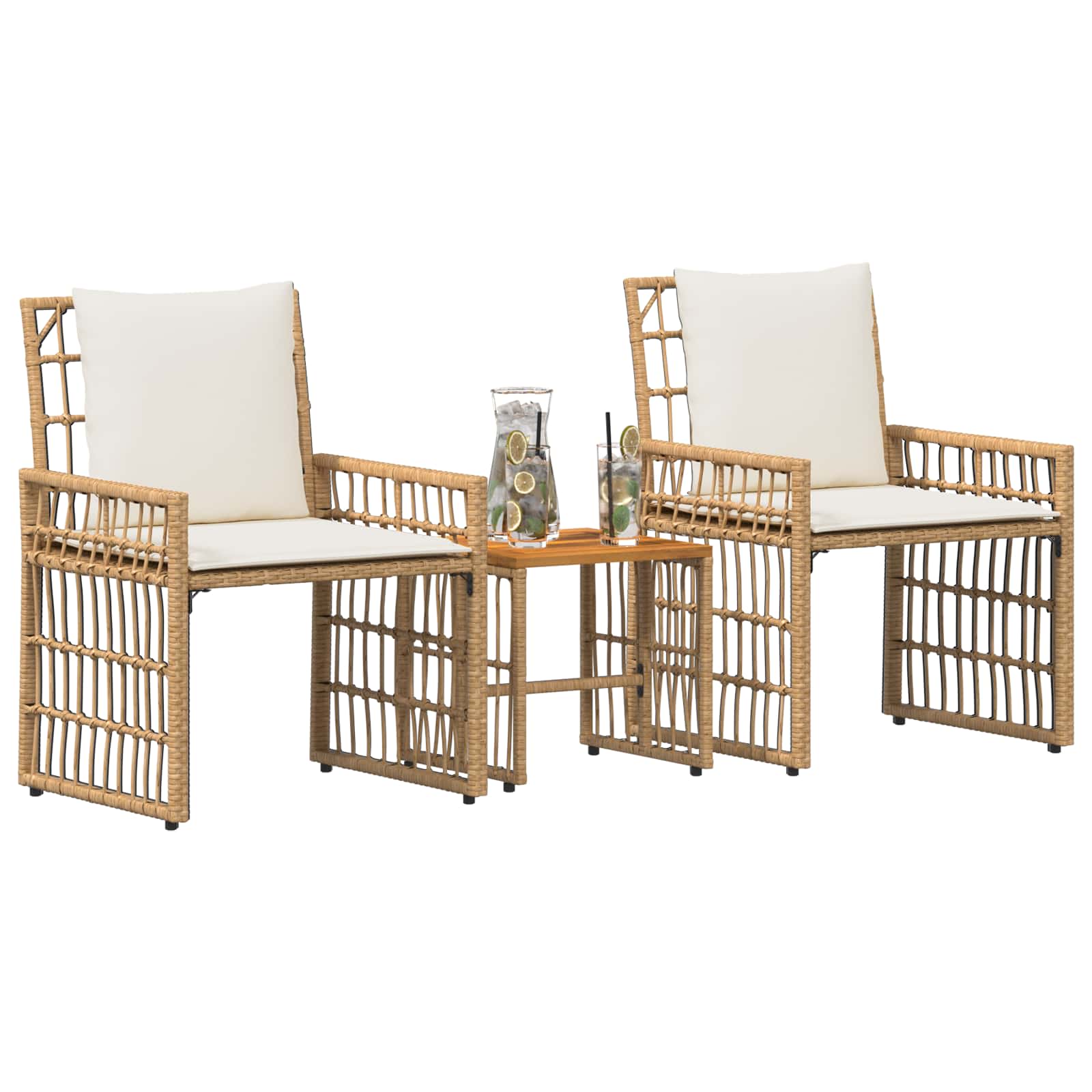 Juego de muebles de exterior 3 pcs Natural y Crema