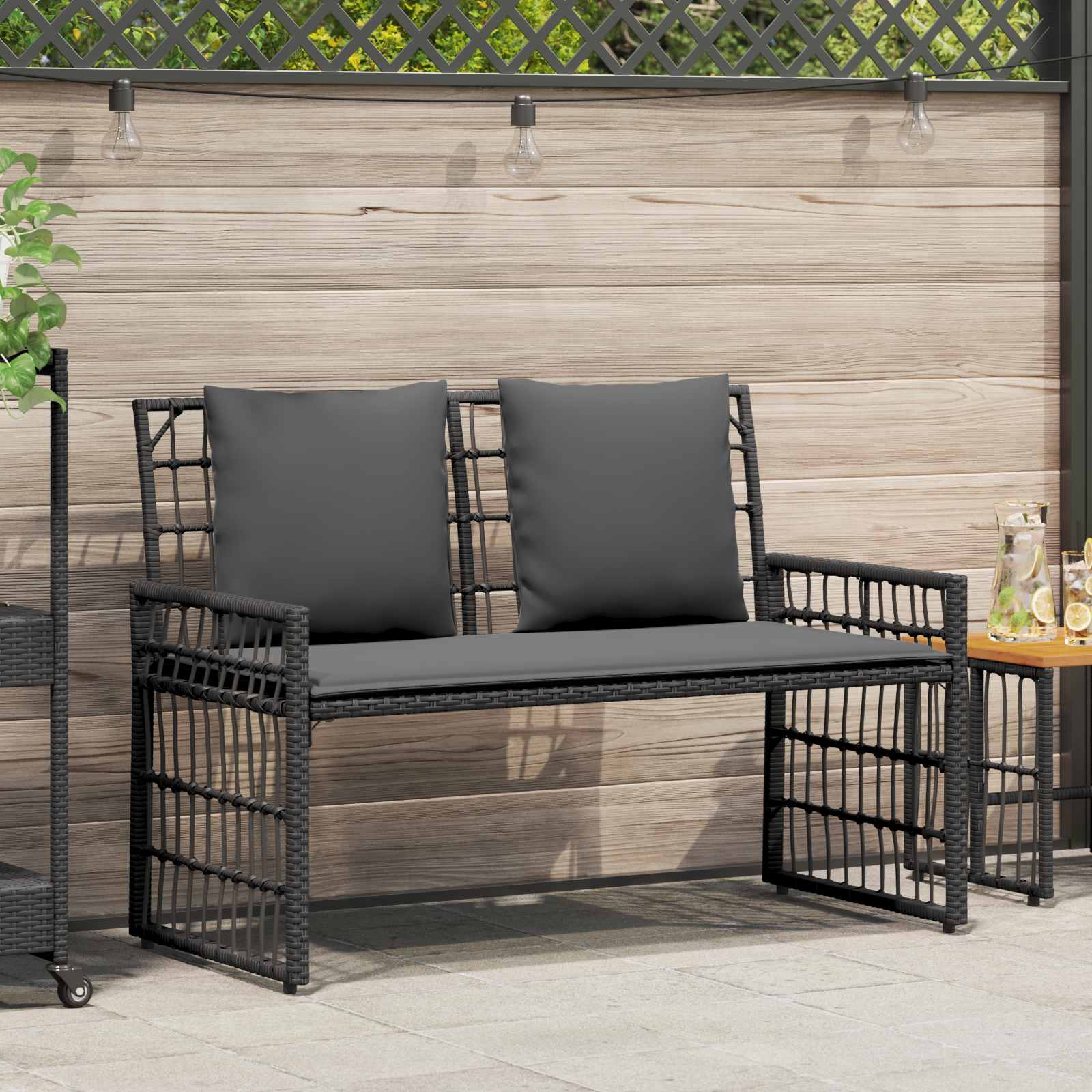 Banco de exterior Liso Gris y Gris Oscuro 116 x 55 x 82 cm