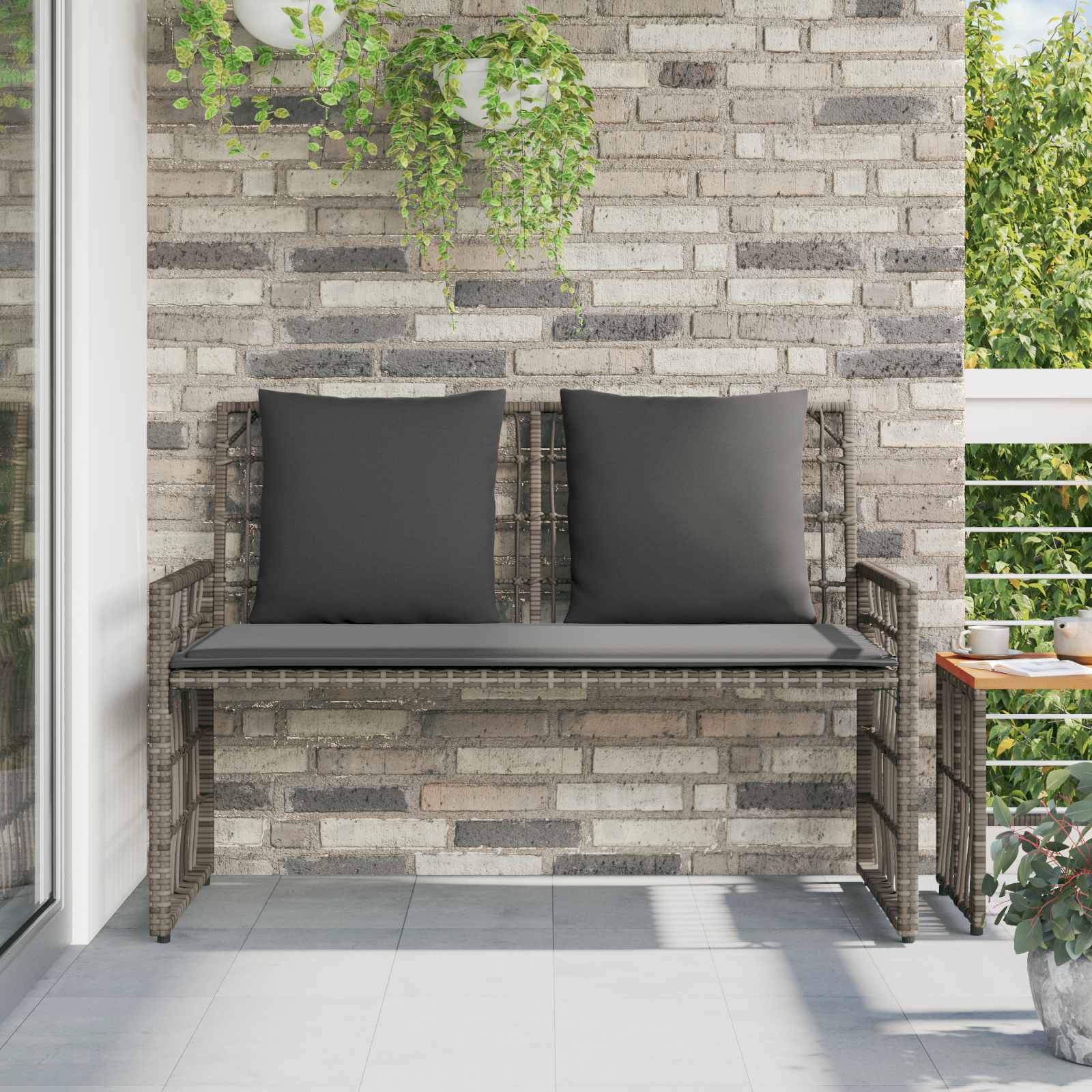 Banco de exterior Liso Gris y Gris Oscuro 116 x 55 x 82 cm