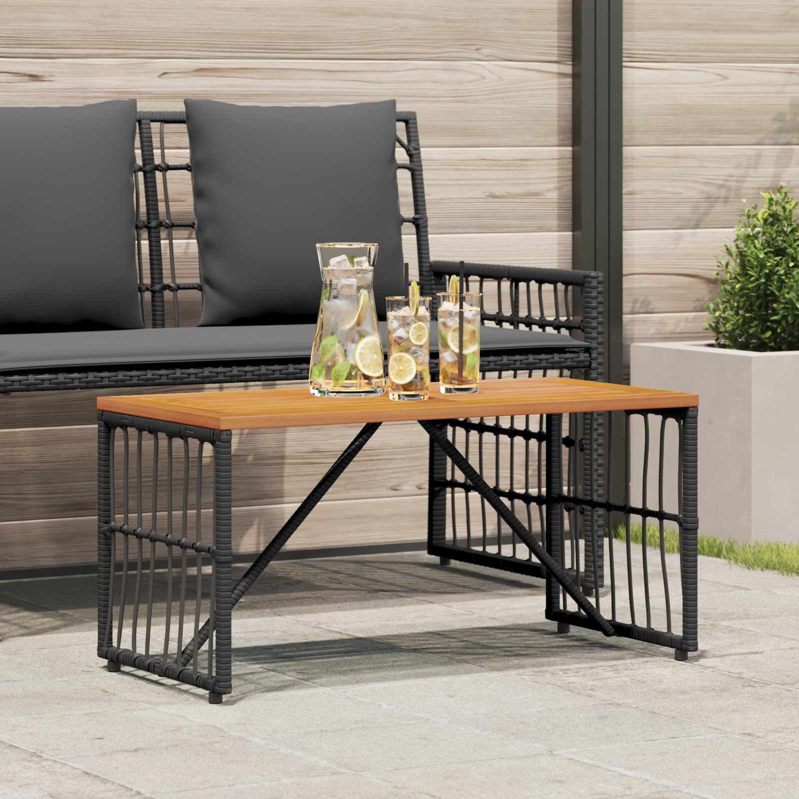 Mesa de exterior Cinzenta 80 x 40 x 40 cm Aço e Polirratão