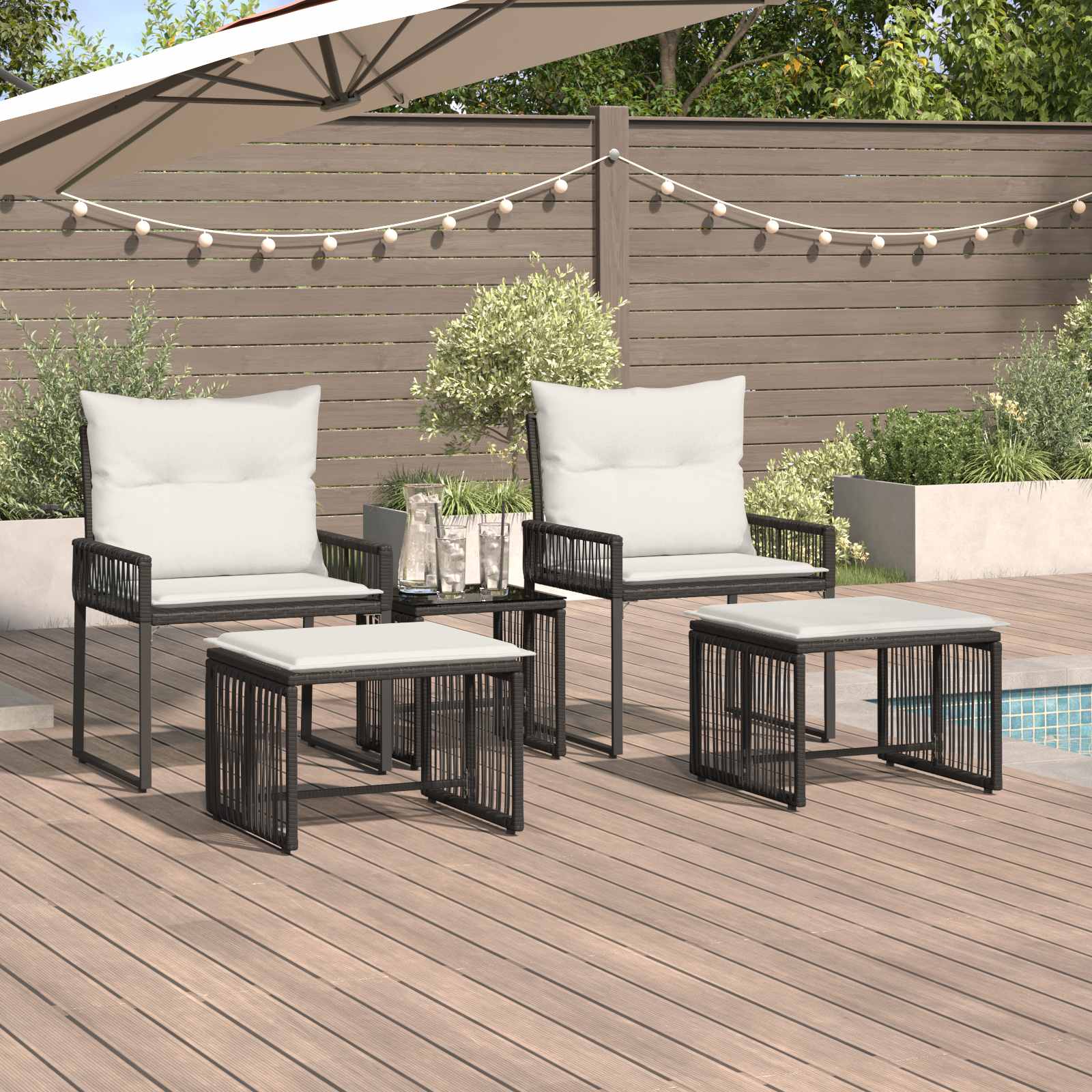 Juego de muebles de exterior 11 pcs Gris y azul marino