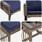 Conjunto de móveis de exterior 11 peças cinzento e azul-marinho