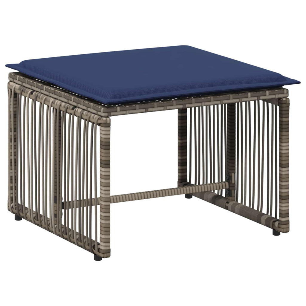 Conjunto de móveis de exterior 11 peças cinzento e azul-marinho