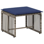 Conjunto de móveis de exterior 11 peças cinzento e azul-marinho