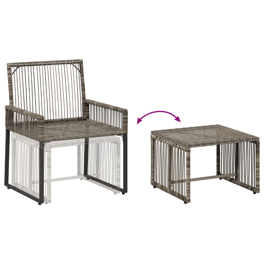 Conjunto de móveis de exterior 11 peças cinzento e azul-marinho