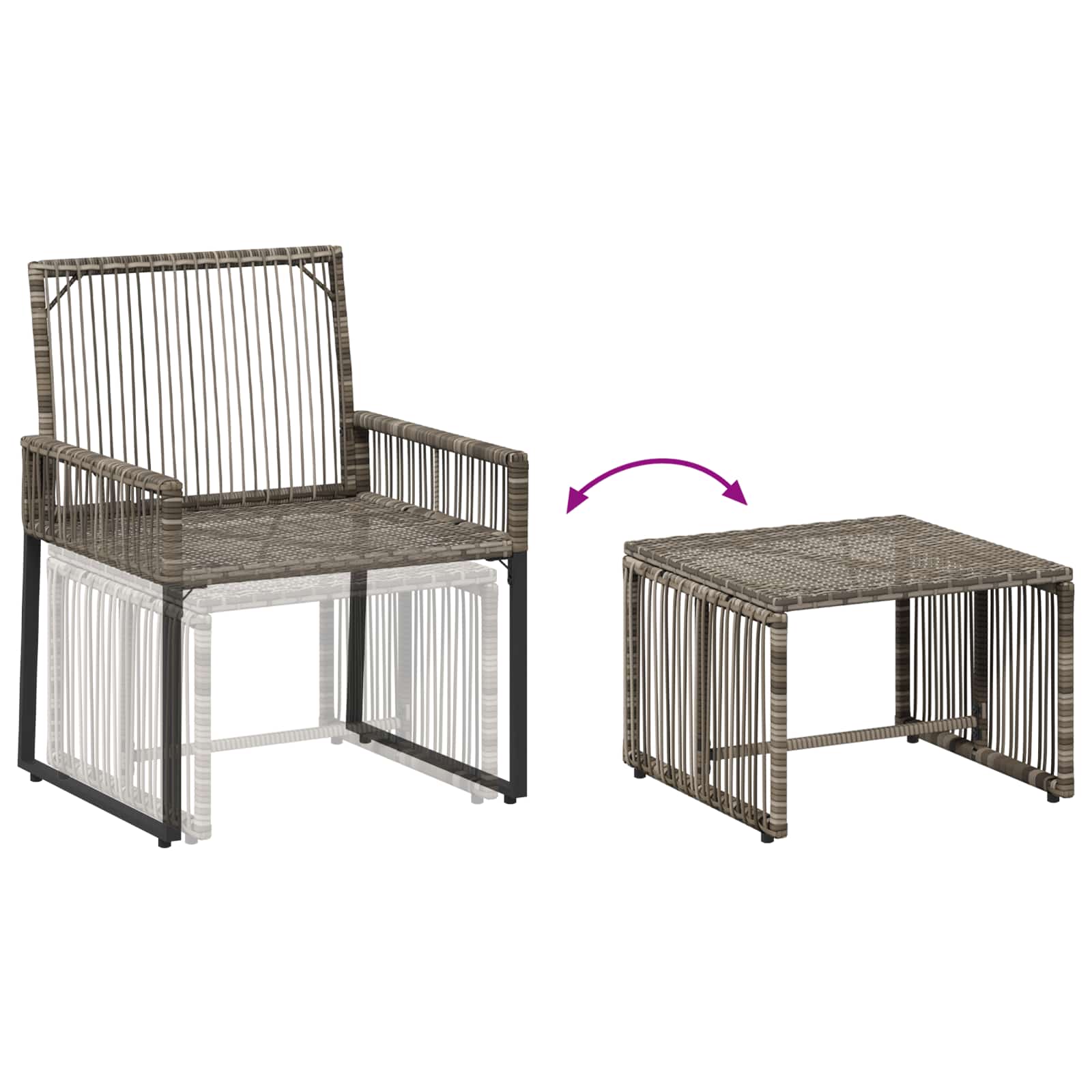 Conjunto de móveis de exterior 11 peças cinzento e azul-marinho