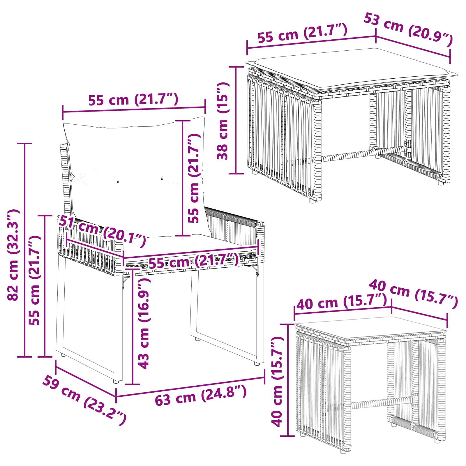 Conjunto de móveis de exterior 11 peças cinzento e azul-marinho