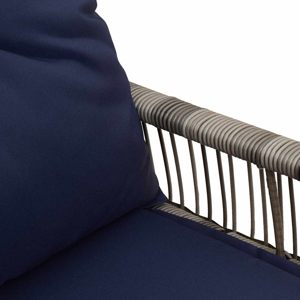 Banco de exterior 4 pcs Gris y azul marino ratán sintético