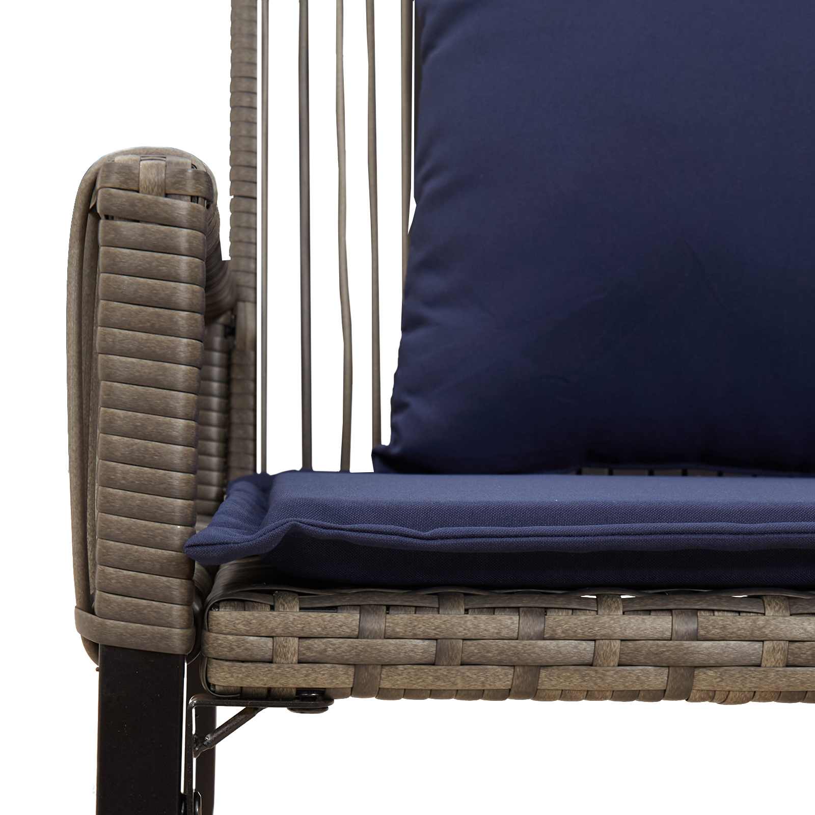 Banco de exterior 4 pcs Gris y azul marino ratán sintético