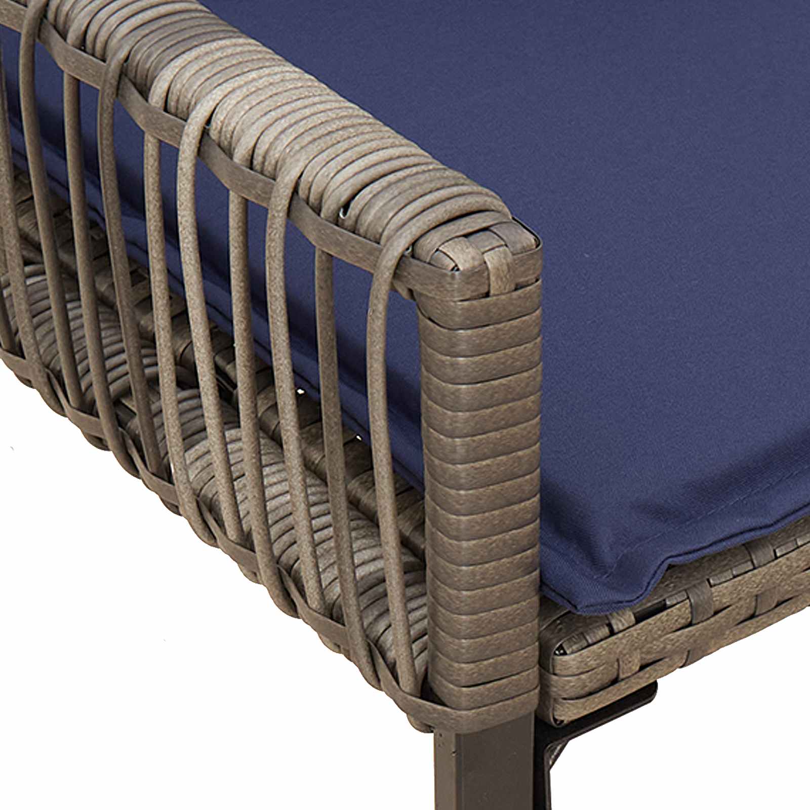 Banco de exterior 4 pcs Gris y azul marino ratán sintético