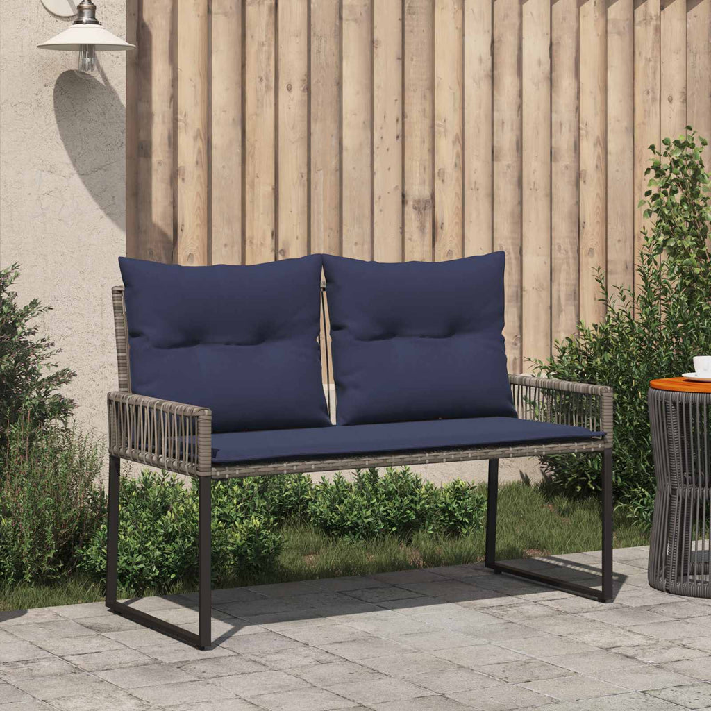 Banco de exterior 4 pcs Gris y azul marino ratán sintético