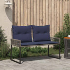 Banco de exterior 4 pcs Gris y azul marino ratán sintético