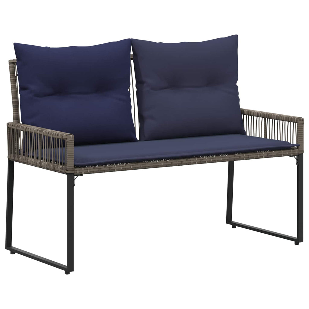 Banco de exterior 4 pcs Gris y azul marino ratán sintético