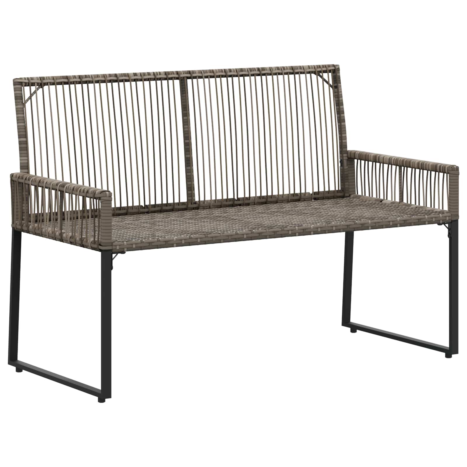 Banco de exterior 4 pcs Gris y azul marino ratán sintético