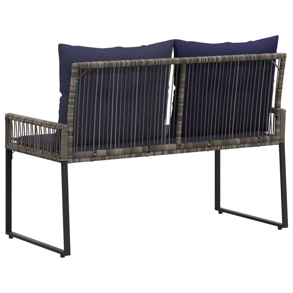 Banco de exterior 4 pcs Gris y azul marino ratán sintético