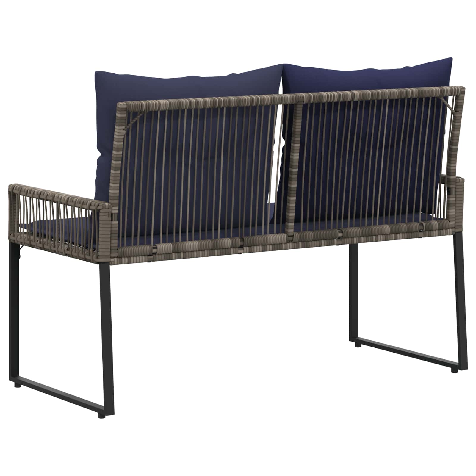 Banco de exterior 4 pcs Gris y azul marino ratán sintético