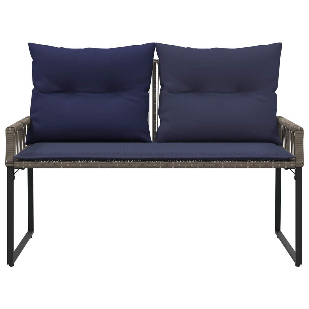 Banco de exterior 4 pcs Gris y azul marino ratán sintético