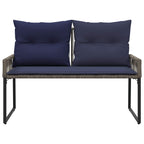 Banco de exterior 4 pcs Gris y azul marino ratán sintético