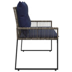 Banco de exterior 4 pcs Gris y azul marino ratán sintético