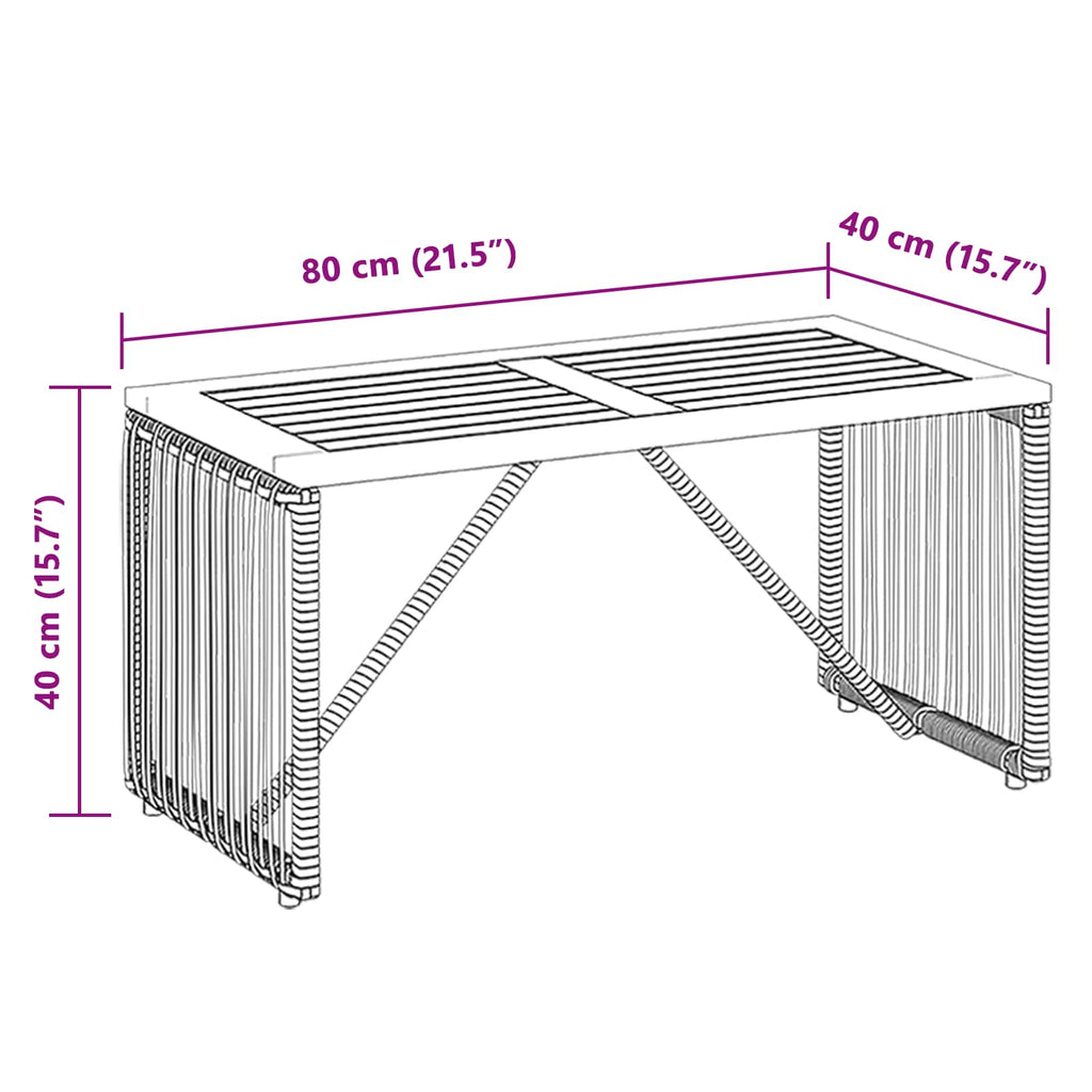 Mesa de exterior Gris y marrón 80 x 40 x 40 cm ratán sintético