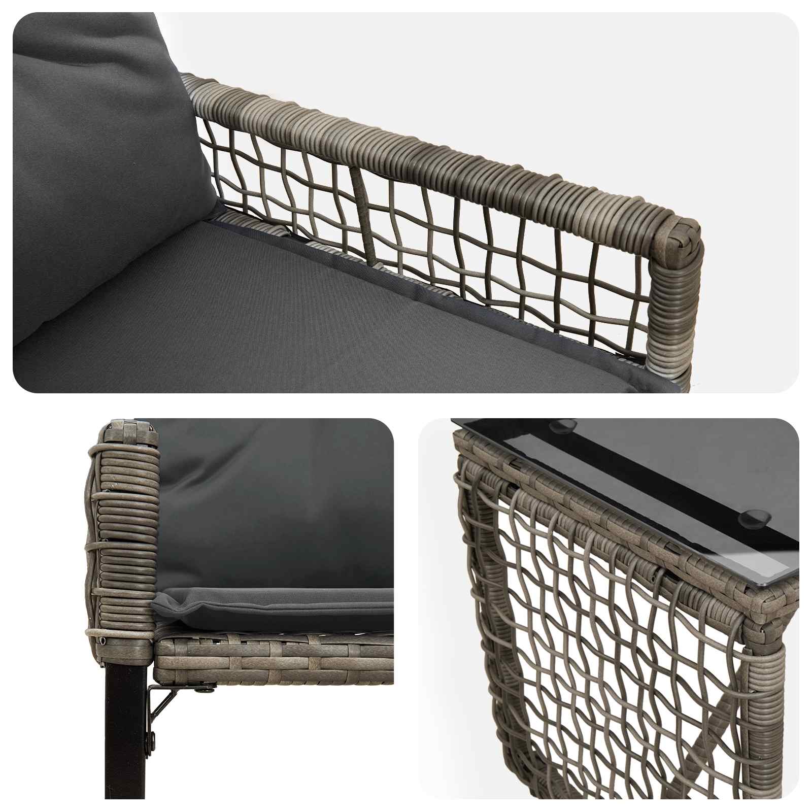 Juego de muebles de exterior con cojín 3 pcs Gris