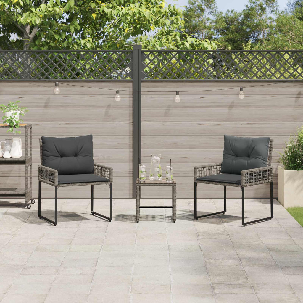 Juego de muebles de exterior con cojín 3 pcs Gris