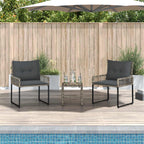 Juego de muebles de exterior con cojín 3 pcs Gris
