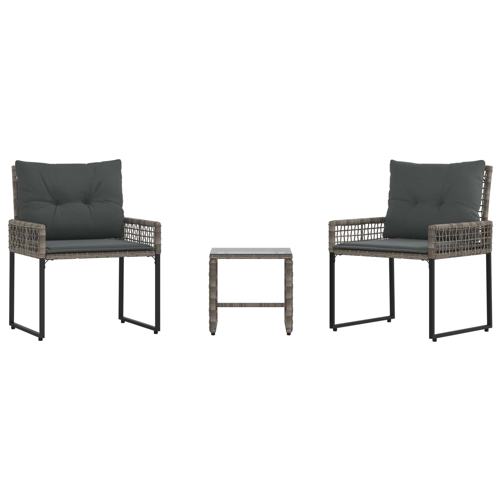 Juego de muebles de exterior con cojín 3 pcs Gris
