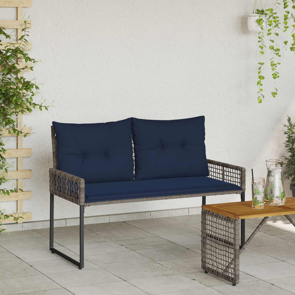 Banco de exterior con cojín Gris y Marino 118 x 55 x 82 cm