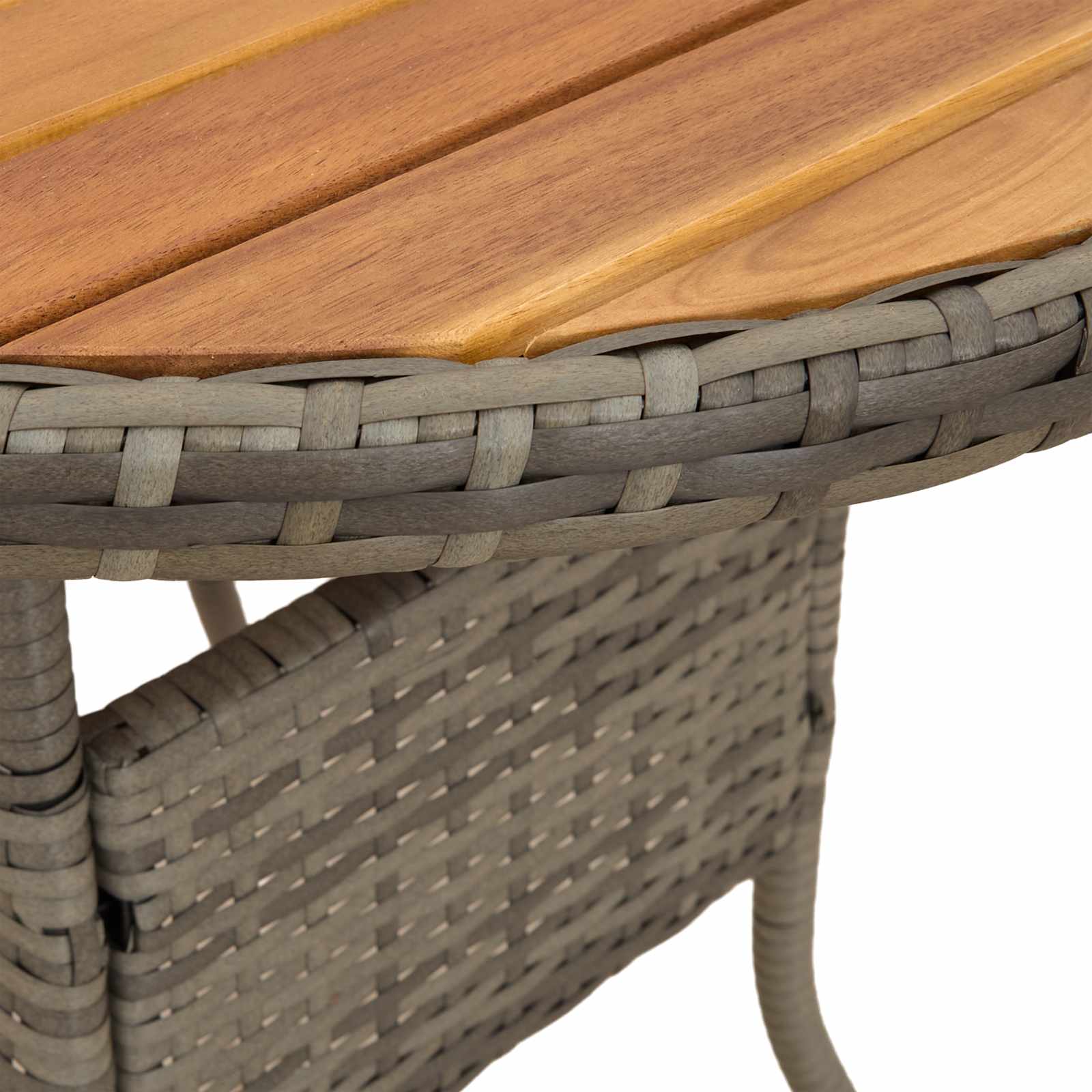 mesa de cena con almacenamiento Gris y Acacia 70 x 70 x 73 cm