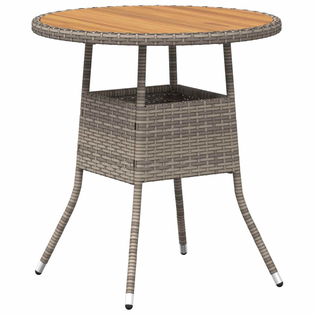 mesa de cena con almacenamiento Gris y Acacia 70 x 70 x 73 cm