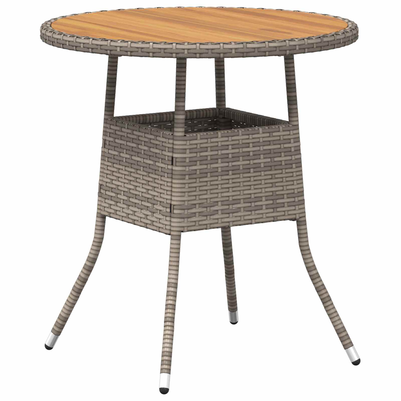mesa de cena con almacenamiento Gris y Acacia 70 x 70 x 73 cm