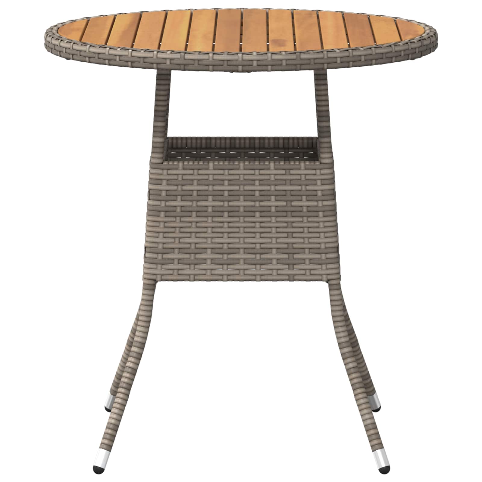 mesa de cena con almacenamiento Gris y Acacia 70 x 70 x 73 cm