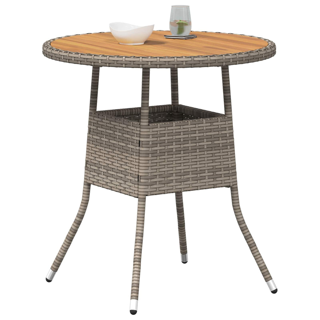 mesa de cena con almacenamiento Gris y Acacia 70 x 70 x 73 cm