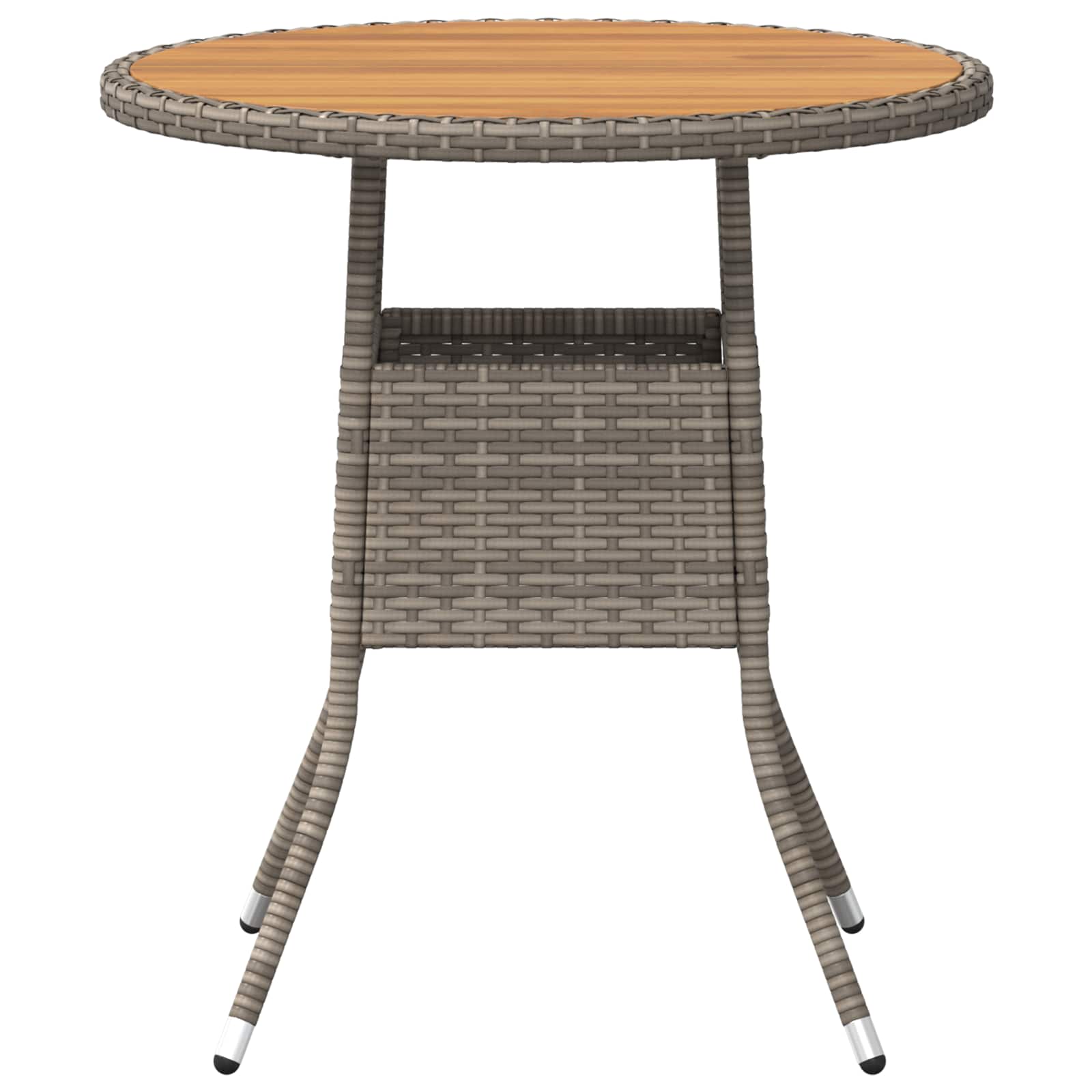 mesa de cena con almacenamiento Gris y Acacia 70 x 70 x 73 cm