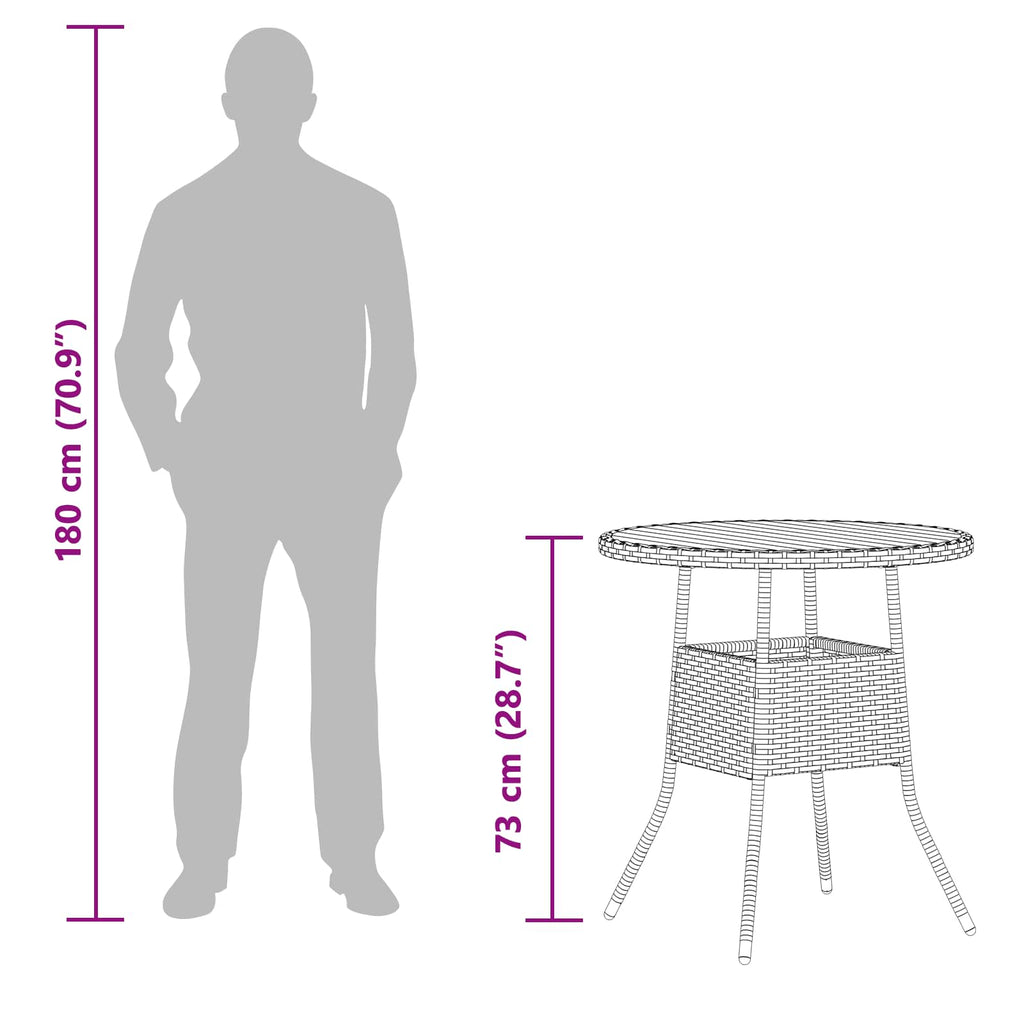 mesa de cena con almacenamiento Gris y Acacia 70 x 70 x 73 cm