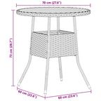 mesa de cena con almacenamiento Gris y Acacia 70 x 70 x 73 cm