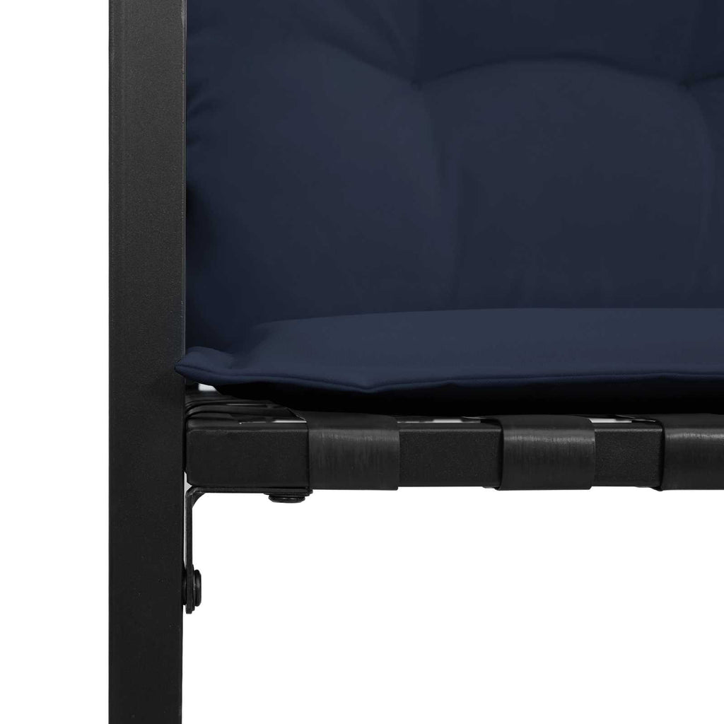 Juego de muebles de exterior con cojín 3 pcs Azul Marino