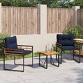 Juego de muebles de exterior con cojín 3 pcs Azul Marino