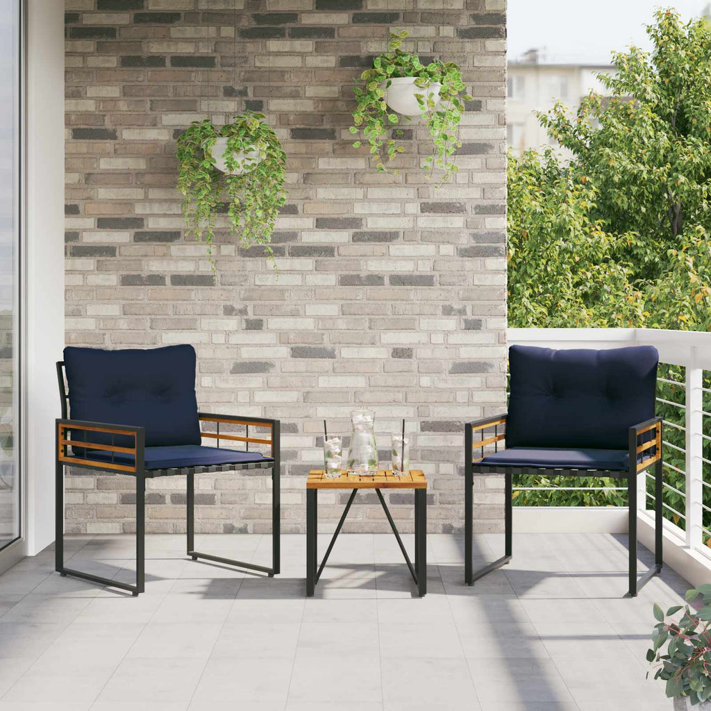 Juego de muebles de exterior con cojín 3 pcs Azul Marino