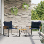 Juego de muebles de exterior con cojín 3 pcs Azul Marino