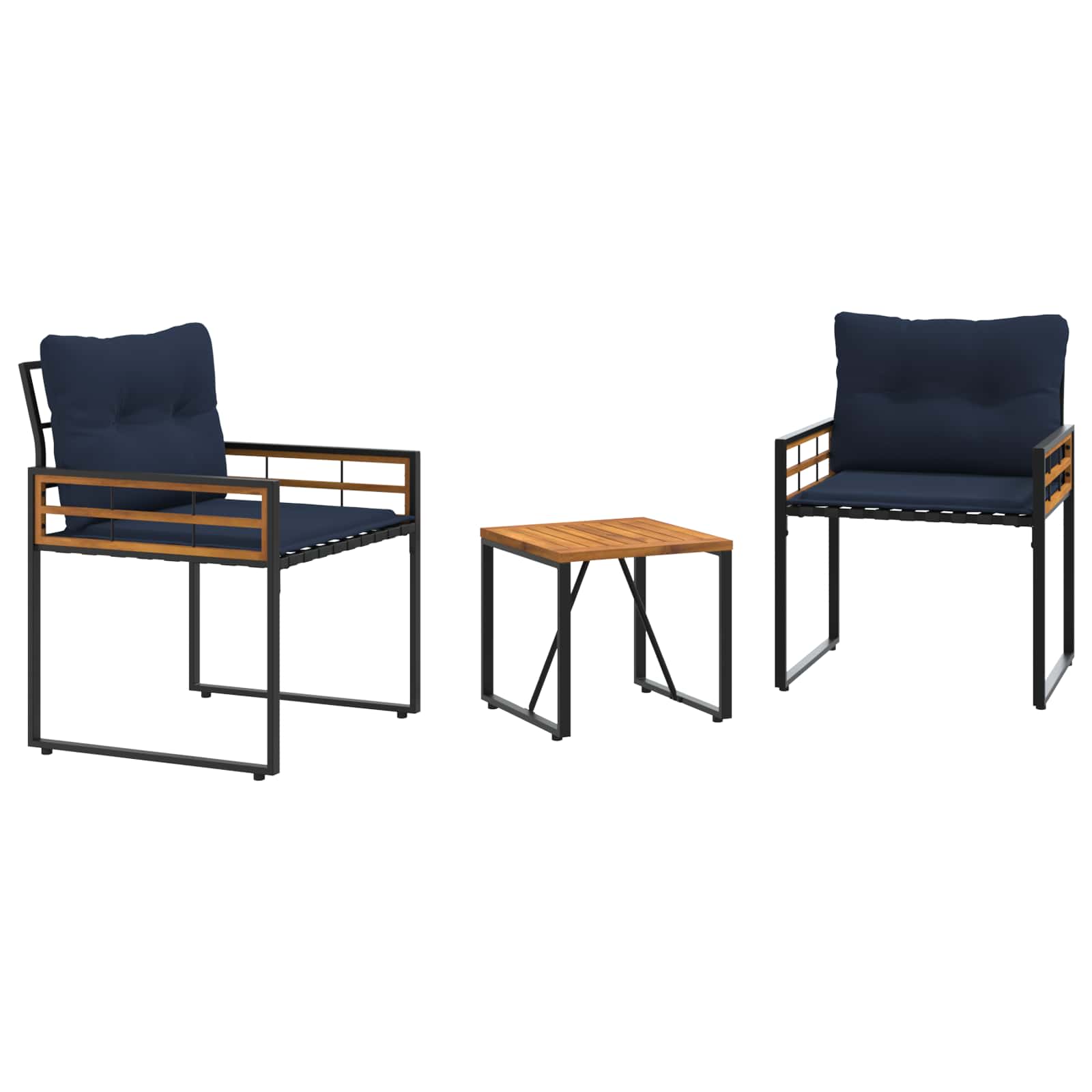 Juego de muebles de exterior con cojín 3 pcs Azul Marino
