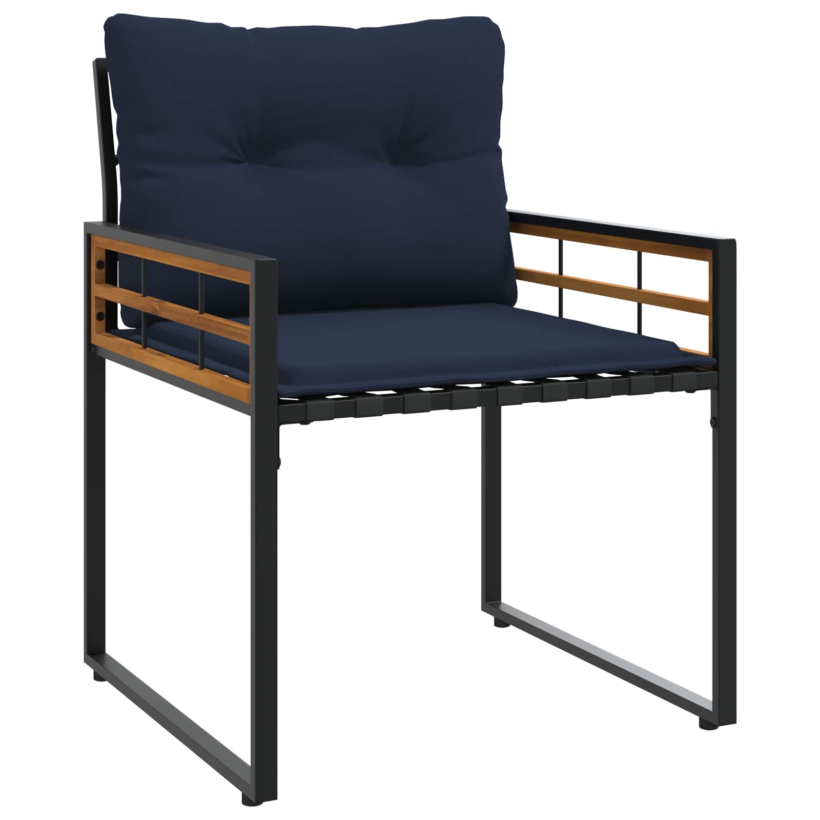 Juego de muebles de exterior con cojín 3 pcs Azul Marino