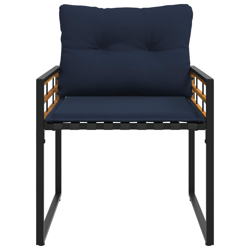 Juego de muebles de exterior con cojín 3 pcs Azul Marino