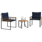 Juego de muebles de exterior con cojín 3 pcs Azul Marino