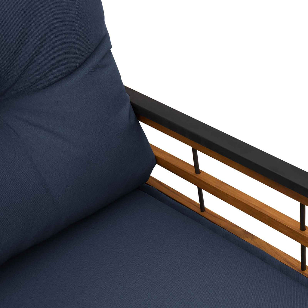 Banco de Capa de Madera con cojín Azul Marino 114 x 55 x 77 cm
