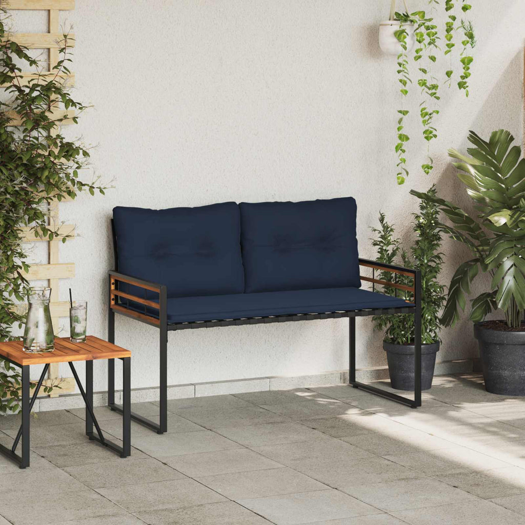 Banco de Capa de Madera con cojín Azul Marino 114 x 55 x 77 cm