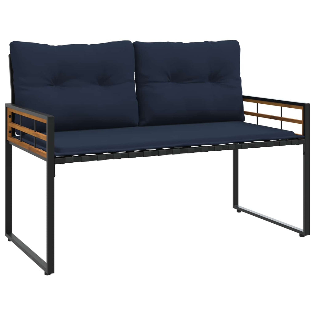 Banco de Capa de Madera con cojín Azul Marino 114 x 55 x 77 cm
