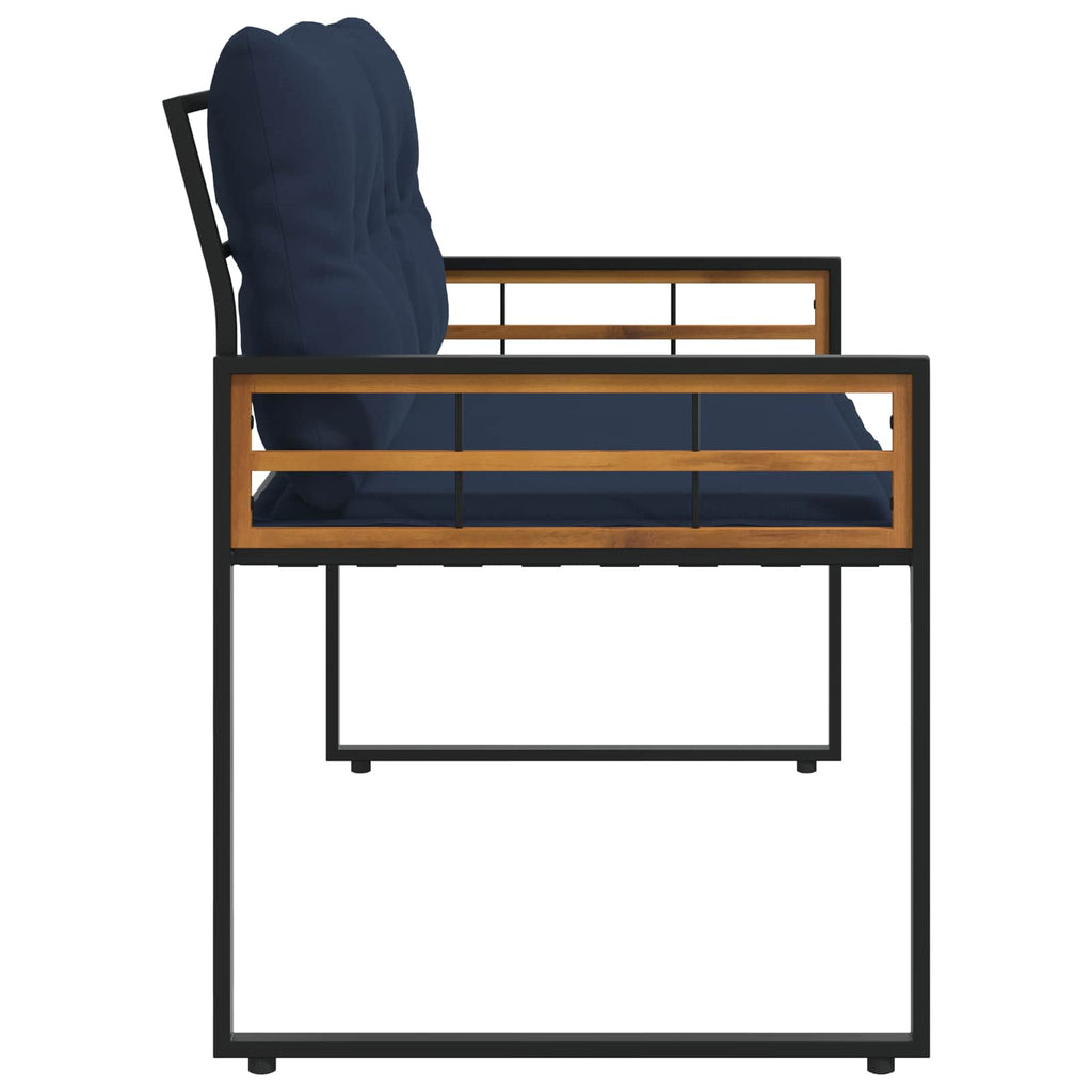 Banco de Capa de Madera con cojín Azul Marino 114 x 55 x 77 cm